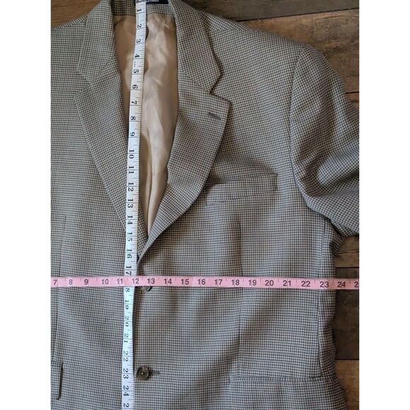 VINTAGE Ralph Lauren Woolmark Blazer 44R Houndstooth Tweed Suit Coat - Picture 8 of 10